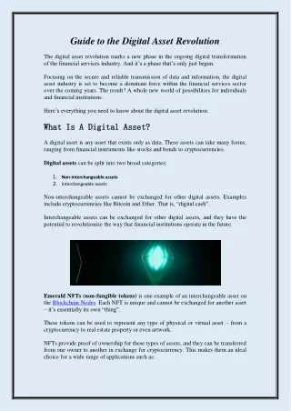 guide to the digital asset revolution