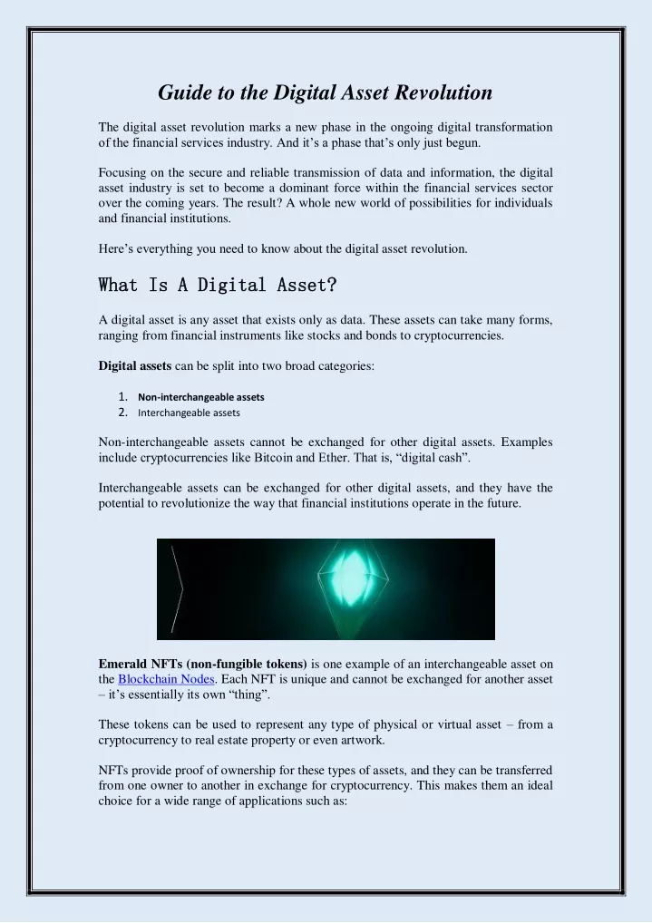 guide to the digital asset revolution