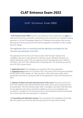CLAT Entrance Exam 2022