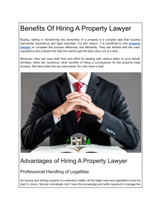 benefits of hiring a property lawyer