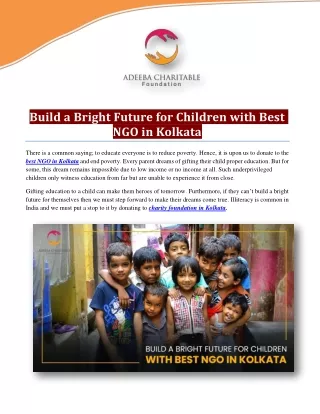 Build a Bright Future for Children with Best NGO in Kolkata