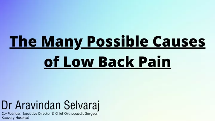 the many possible causes of low back pain