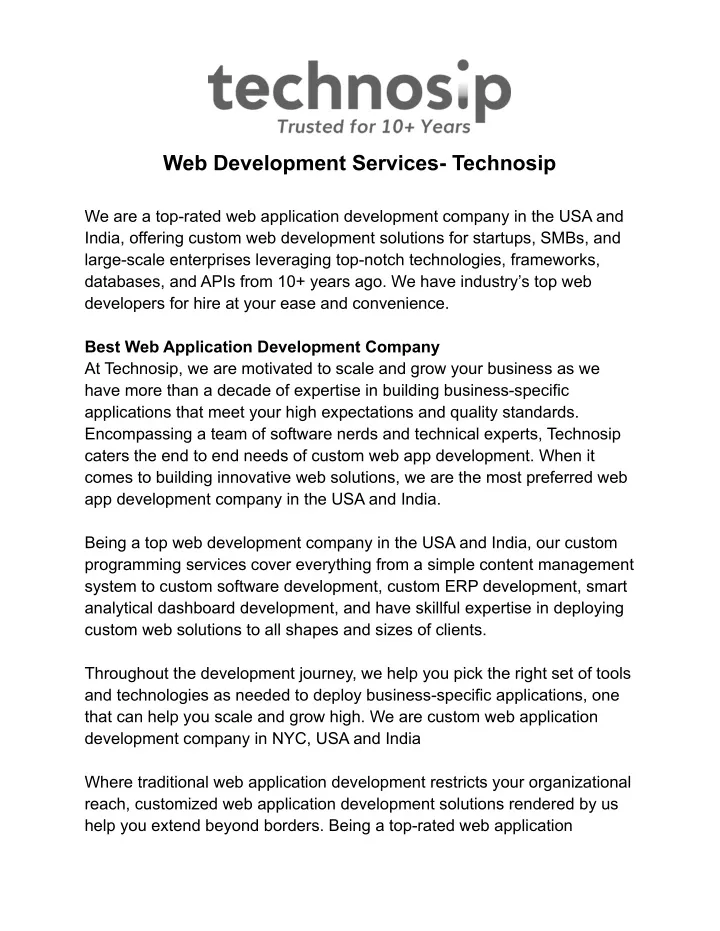 web development services technosip