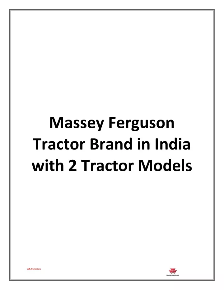 massey ferguson tractor brand in india with