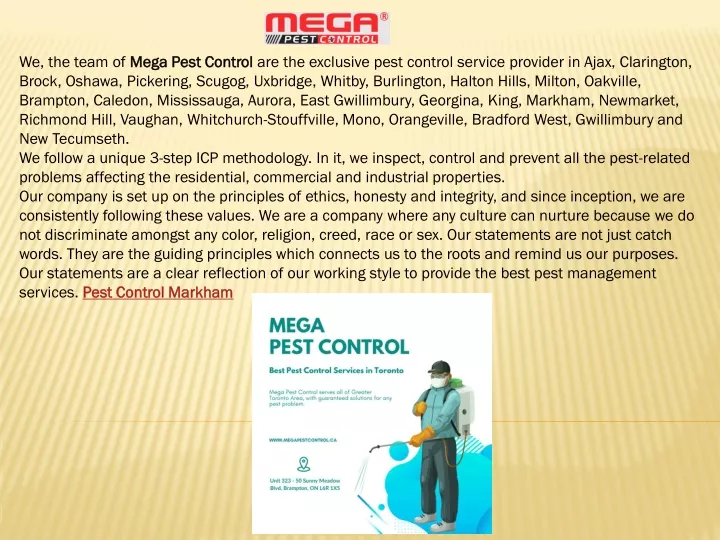 we the team of mega pest control