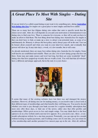 A Great Place To Meet With Singles