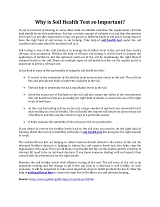 why is soil health test so important