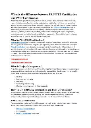 What is the difference between PRINCE2 Certification and PMP Certification