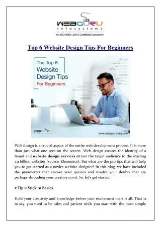 top 6 website design tips for beginners