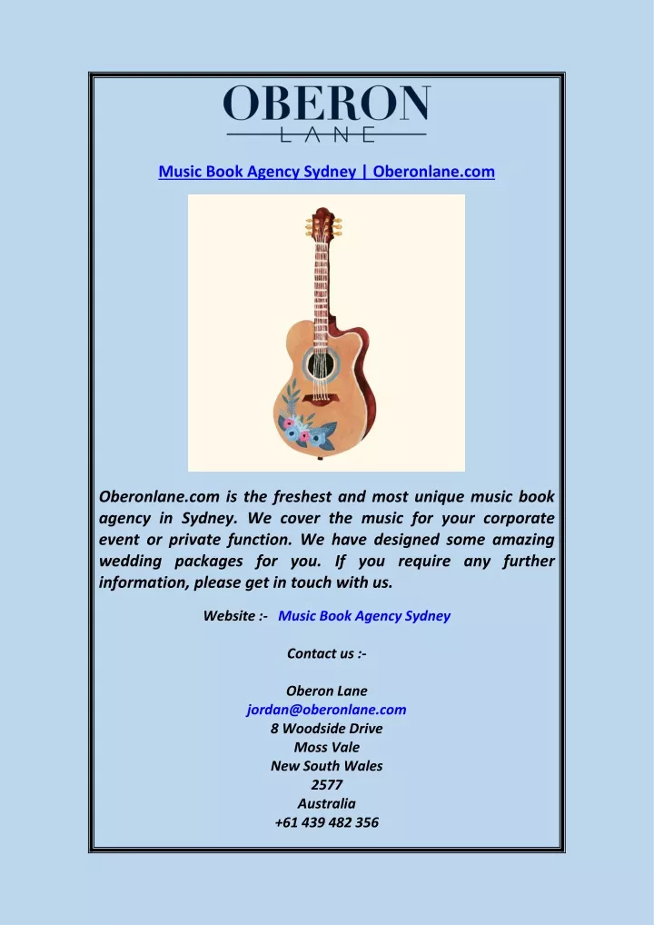 music book agency sydney oberonlane com