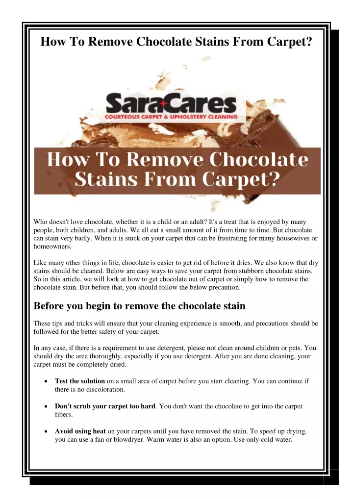 how to remove chocolate stains from carpet