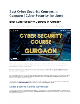 best cyber security courses in gurgaon cyber