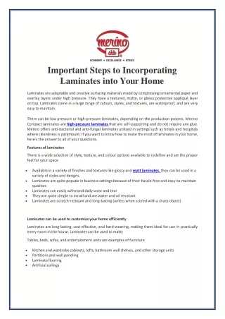 important steps to incorporating laminates into your home