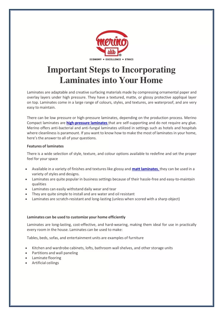 important steps to incorporating laminates into your home