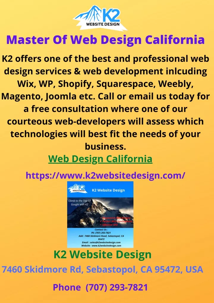 master of web design california