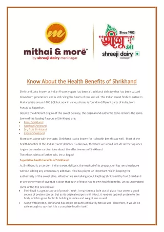 10 Amazing Health Benefits of Eating Shrikhand