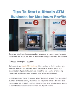 tips to start a bitcoin atm business for maximum