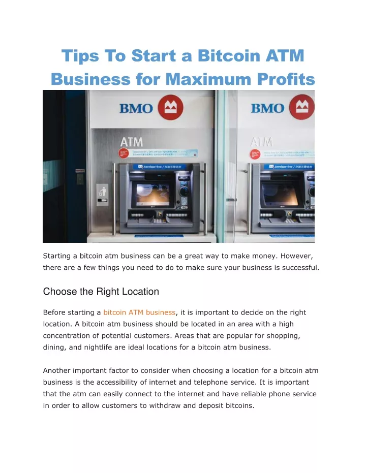 tips to start a bitcoin atm business for maximum