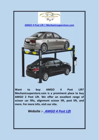 AMGO 4 Post Lift  Mechanicsuperstore.com
