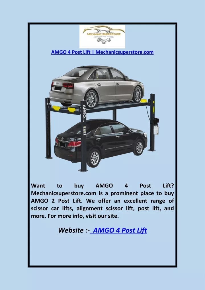 amgo 4 post lift mechanicsuperstore com