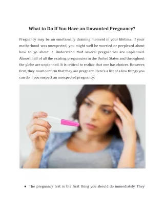 What to Do If You Have an Unwanted Pregnancy_