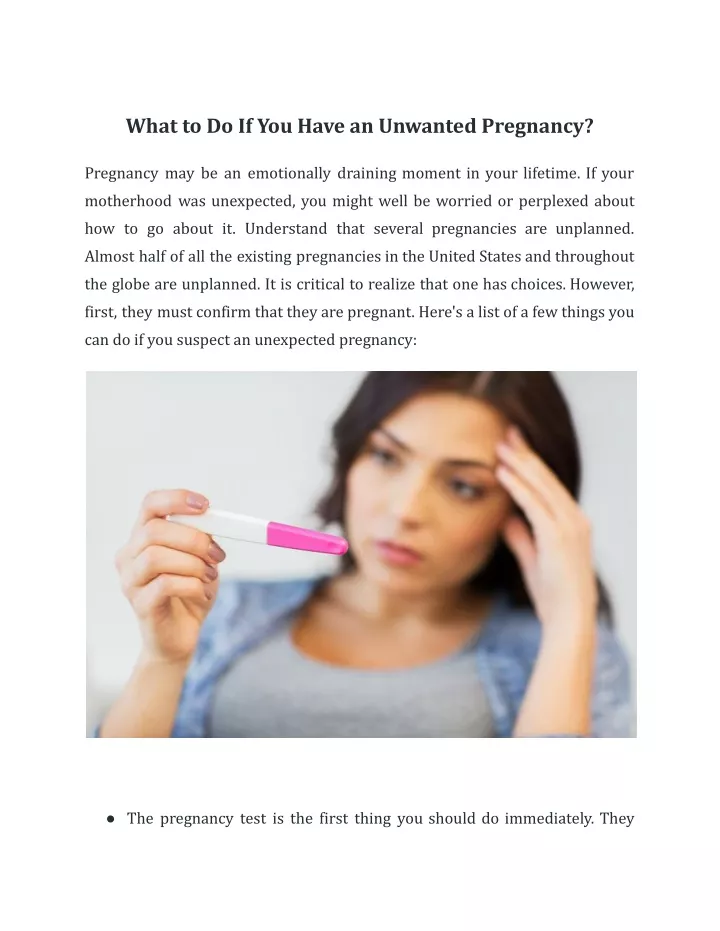 what to do if you have an unwanted pregnancy