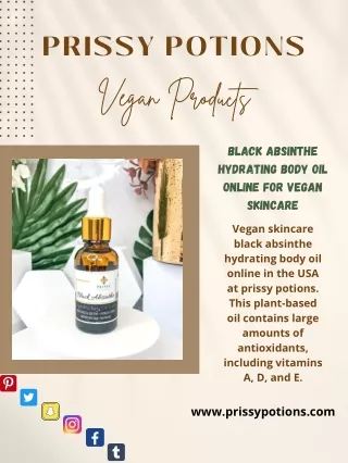 Black Absinthe Hydrating Body Oil Online For Vegan Skincare