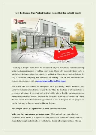How to choose the perfect custom home builder in Gold Coast
