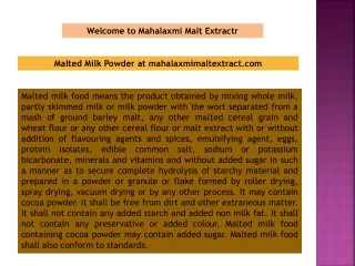 Malt based food,  Malted milk food