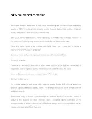 npa cause and remedies