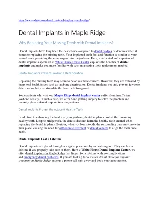 Dental Implants in Maple Ridge
