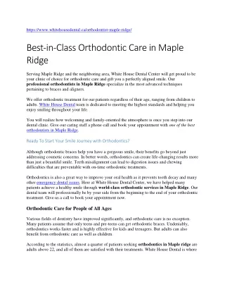 Orthodontic in Maple Ridge
