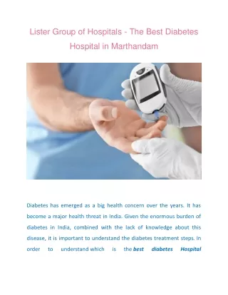 Get rid of diabetes with the best diabetes Hospital in Marthandam