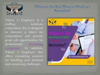 Where is the Best Place to Work as a Recruiter