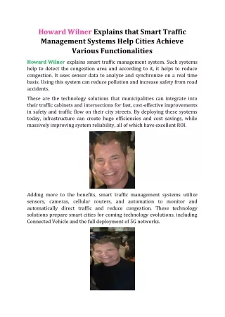 howard wilner explains that smart traffic
