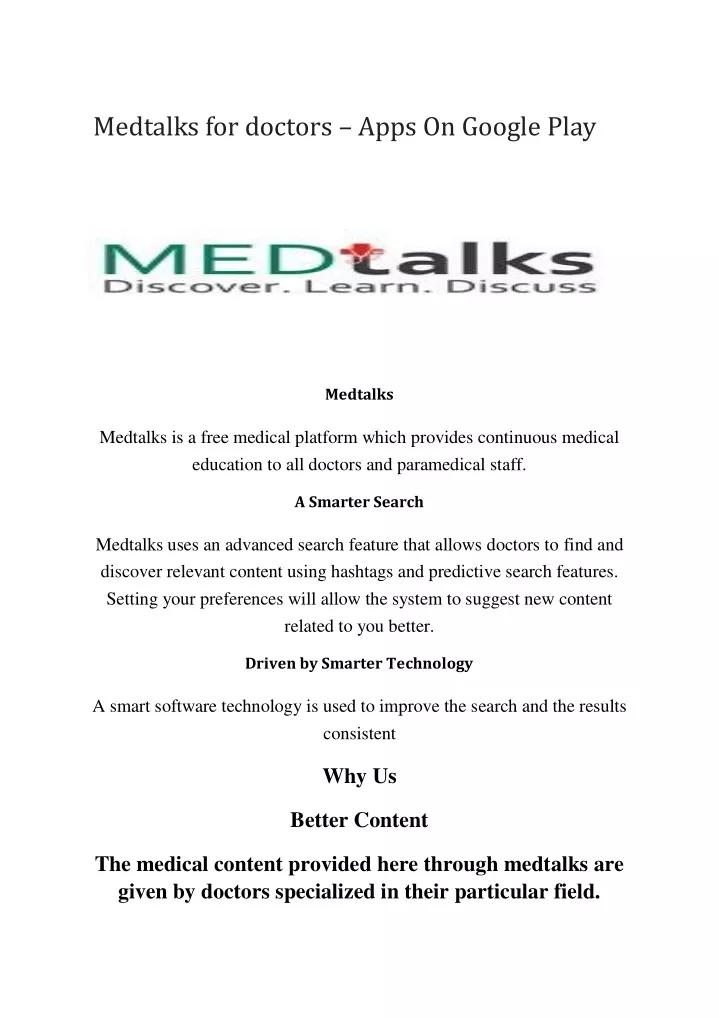 medtalks for doctors apps on google play