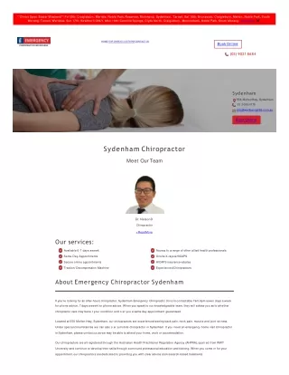 After hours, Home Visit Chiropractor Sydenham | Emergency Chiropractor