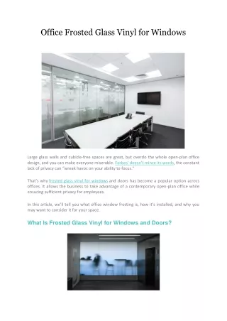 Office Frosted Glass Vinyl for Windows