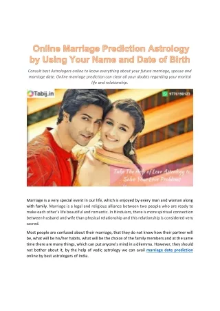 Online Marriage Prediction Astrology by Using Your Name and Date of Birth-converted