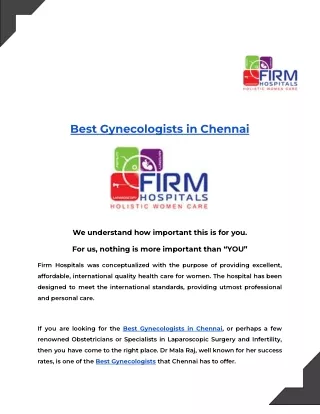 Best Gynecologists in Chennai