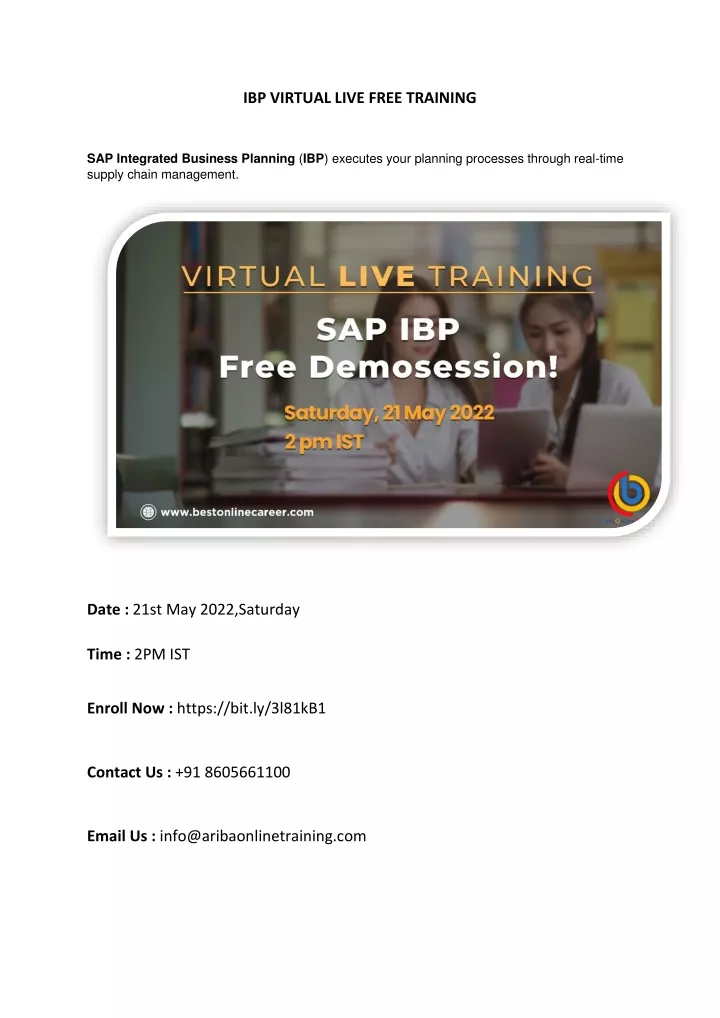 ibp virtual live free training