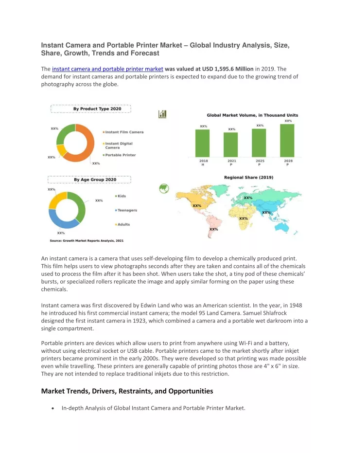 instant camera and portable printer market global