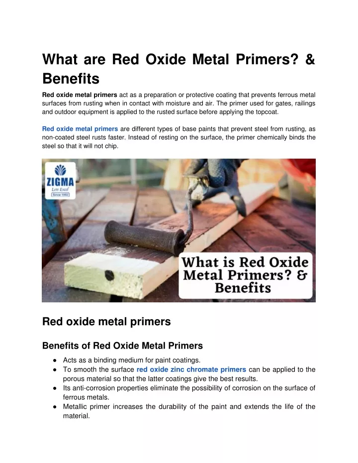 what are red oxide metal primers benefits