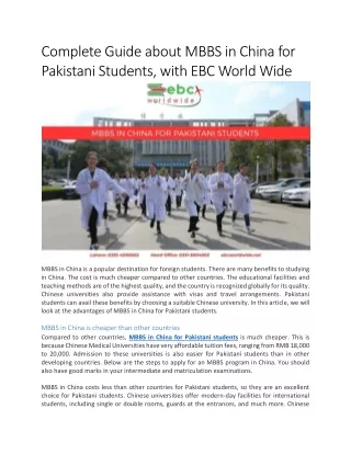 complete guide about mbbs in china for pakistani