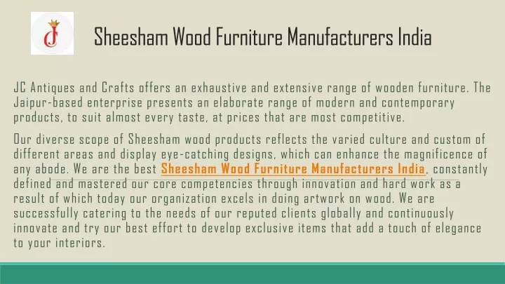 sheesham wood furniture manufacturers india