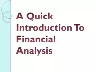 a quick introduction to financial analysis
