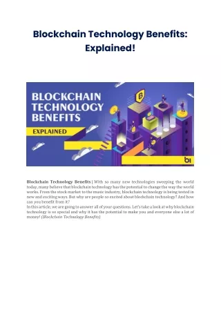 Blockchain Technology Benefits