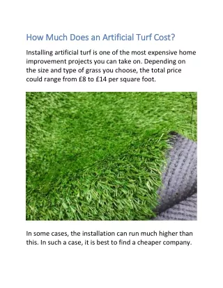 How Much Does an Artificial Turf Cost