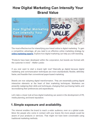 How Digital Marketing Can Intensify Your Brand Value