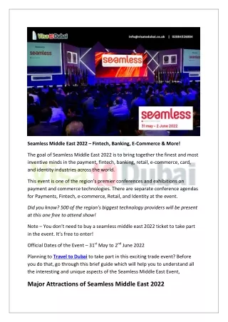 Seamless Middle East 2022 – Fintech, Banking, E-Commerce & More!